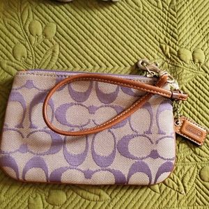 Coach Lavender and Beige Wristlet 6" X 4"